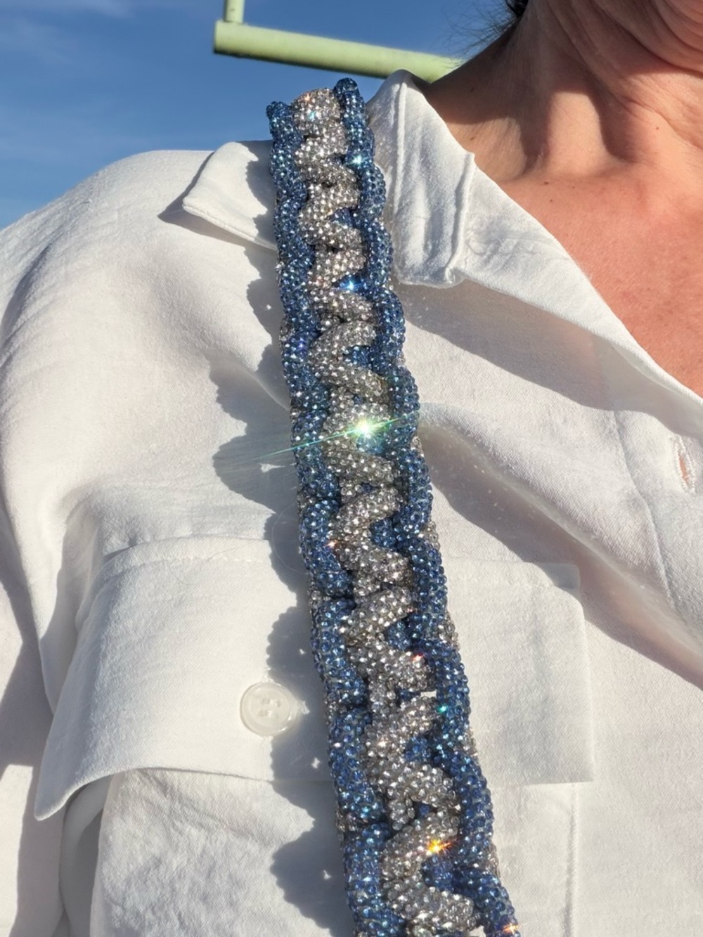 Rhinestone Blue/Silver Strap,Detachable Accent Strap -STUNNING! Super Sparkly! 🔥